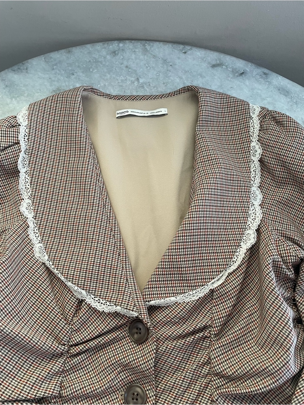 House of CB Sable Brown Puppytooth Check Mini Dress - Picture 10 of 15